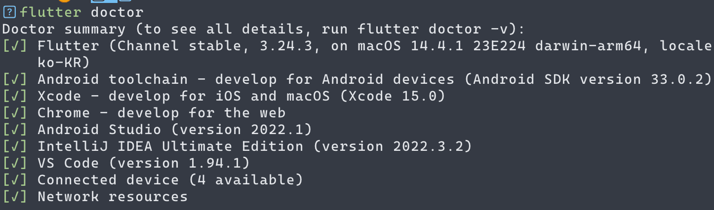 flutter-doctor 실행